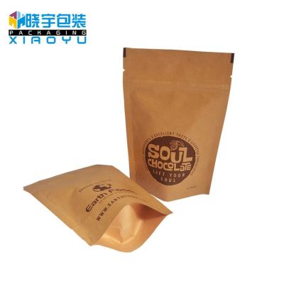 China Barrier Recycled Private Label Printed Small Plastic Laminated Kraft Paper Holder Zipper Up Coffee Bean Packaging Bag With Valve for sale