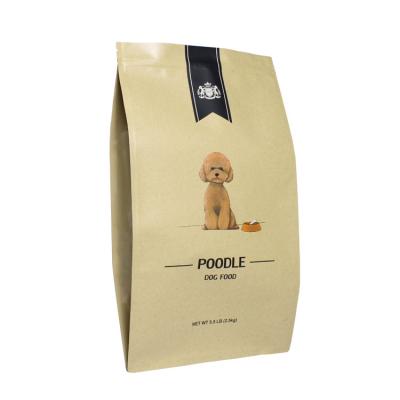 China Moisture Proof Biodegradable Waterproof Aluminum Foil Lined Animal Feeding Gusset Kraft Paper Pet Food Side Bags With Zipper for sale