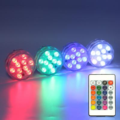 China Waterproof RGB Battery Powered Led Holiday Decorative Poolside Reception Led Light Wedding Submersible With Remote for sale