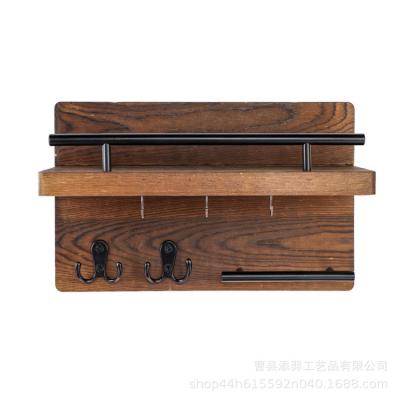 China Customized Modern Simple Wood Shelf Living Room Wall Mounted Wall Mounted Main Rack For Wall Hook Storage Wood Rack for sale