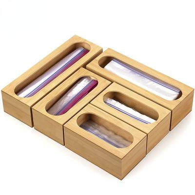 China Lid Viable Bamboo Ziplock Piece Organizer Storage Container Bag Folding Kitchen Food Holders Dispenser For Kitchen Drawer Aluminum Foil for sale