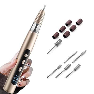 China Soft vibration & Completely Cordless Electric Manicure Nail Drill Machine Electric Portable Rechargeable Handpiece For Nail Polish for sale