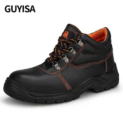 China GUYISA Safety Waterproof Industrial Protective Boots Waterproof Leather Outdoor Construction Site Work Safety Boots for sale