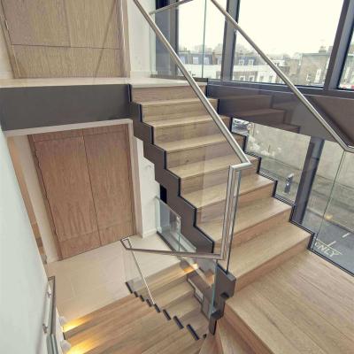 China Contemporary Oak Steps Straight Staircase Carbon Steel Zig Zag Staircase for sale