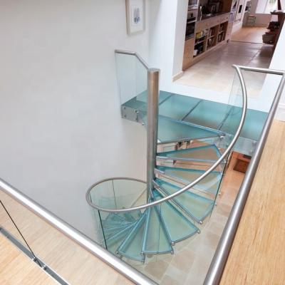 China Contemporary Safety Laminated Clear Glass Spiral Staircase Designs For Indoor Villa From China Foshan Stairs Factory for sale