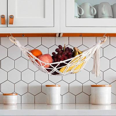 China Sustainable High Quality Kitchen Vegetable Basket Under Cabinet Hanging Macrame Fruit Hammock for sale