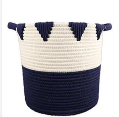 China Large Sustainable Foldable Cotton Rope Toy Storage Woven Laundry Basket for sale