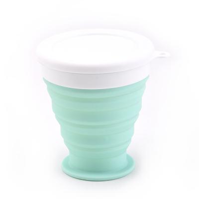 China Sustainable Reusable Eco Bpa Free Silicone Folded Retractable Coffee Cup With Cover for sale