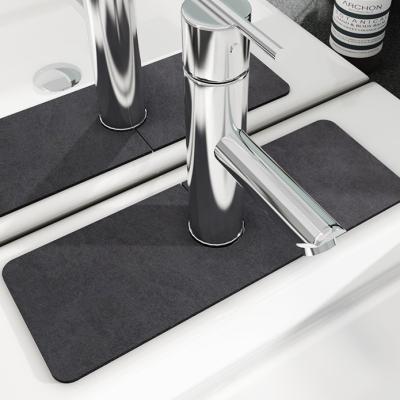 China Sustainable Sink Drying Faucet Absorbent Mat With Hole Bathroom Sink Splash Catcher Mat for sale