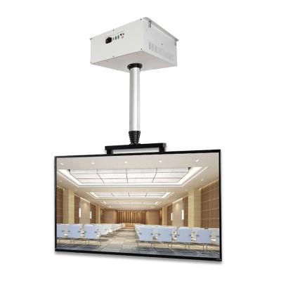 China Motorized Rotating Mount Lift Ceiling Mounts Motorized Ceiling Mounted Retractable TV Hanger Adjustable Length TV Bracket With Remotet for sale