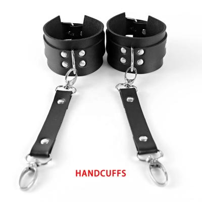 China Adjustable PU Leather Hand Cuffs New Exotic Accessories Brand New and High Quality Slaps Ankle Cuffs For Restraints Sex BDSM Bondage Handcuffs For Sex Toys for sale