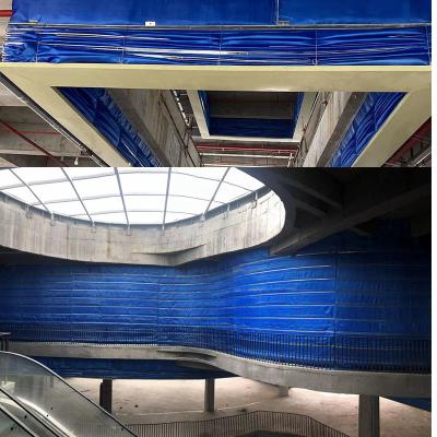 China Blue Fire Curtain Rolling Shutter Door Super Inorganic Fabric Total Solution For Fire Prevention en venta