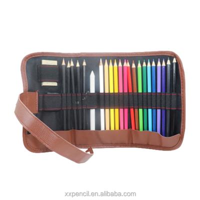 China 100% Eco-friendly Professional Sketching Set 25PCS Students Painting Drawing Art Set With Cotton Roll Bag for sale