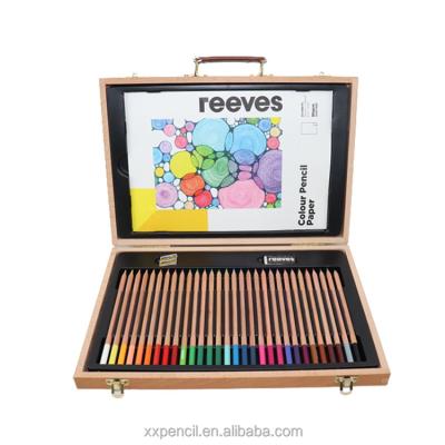 China 100% Eco-friendly Colored Pencils Art Set Wood Box 34PCS Painting Art Supplies Set Wood Sketching Drawing for sale