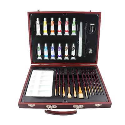 China 100% Customizable Watercolors Art Sets 30PCS Eco-friendly Retail Painting Brush Set Wooden Box Sets for sale