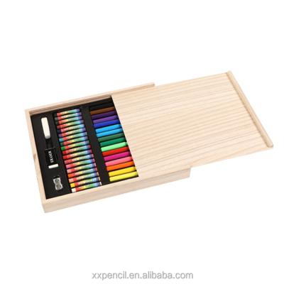 China 100% Eco-Friendly Oil Pastels Watercolors Harden Felt Markers Color Pencil Set Wooden Box Art Sets For Sketching for sale