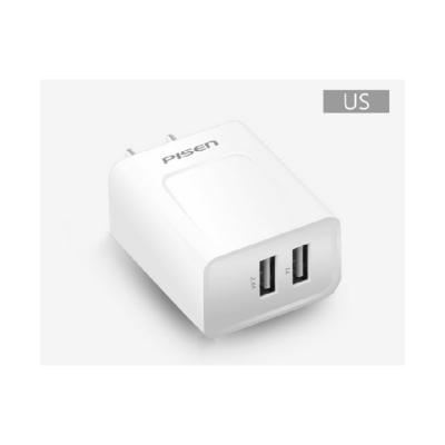 China 2 USB Ports Pisen TS-C067 Phone Charger for Phones and Tablets 1A+2.4A EU/US/UK Adapter Fast Charging 100-240V Plug for sale