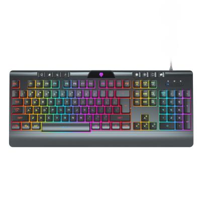 China LANGTU V8000 Desktop Gaming and Entertainment Ergonomic Design 7 Color LED Rainbow Backlit Wired Membrane Gaming Keyboard for sale