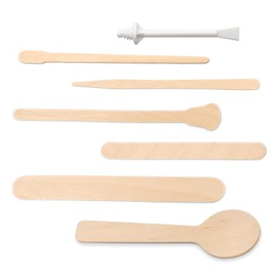 China Eyelash Extensions/Tattoo 50/100 Pcs/Package Cream Eyebrow Cream Salon Tool Eco Removal Wax Hair Spatula Stick Disposable Wooden Spatula for sale