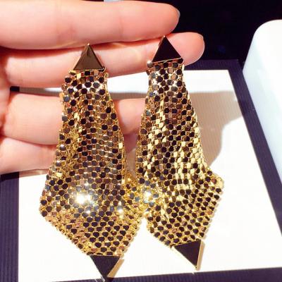 China New Arrival Fashion Designer 925 Sterling Silver Needle Statement Earrings FASHION Sequins Long Drop Stud Earrings Jewelry Women E002446 for sale