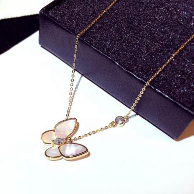 China New Arrival Fashion Designer Rhinestone Butterfly Choker Necklace Trendy Jewelry Shell Pendant Short Chain Necklace Women N00421 for sale