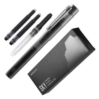 China Student KACO SKY II Fountain Pen, Black Barrel, Extra Fine Nib with 2 Black Ink Cartridges and 1 Converter in PP Box for sale