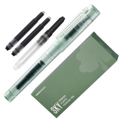 China Student KACO SKY II Fountain Pen, Green Barrel, Extra Fine Nib with 2 Black Ink Cartridges and 1 Converter in PP Box for sale