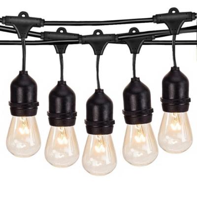 China Connect Butt HQ 15LT Vintage S14 48FT Patio String Light Outdoor Festival Decoration Drop Led Outdoor Christmas Spring Garden String Lights for sale