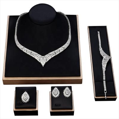 China New Design AAA Zirconia Wholesale Simple Geometric Shape Women Bridal Jewelry Set African Bridal Wedding Accessories for sale