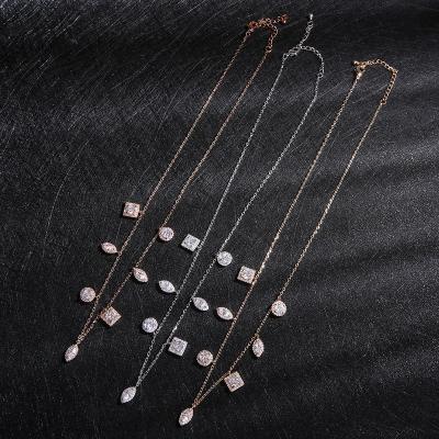 China Exquisite Stringing Women's Famous CLASSIC Zircon Pendant Necklace Fashion Arming Rose Gold Casual Gold Plated Necklace for sale