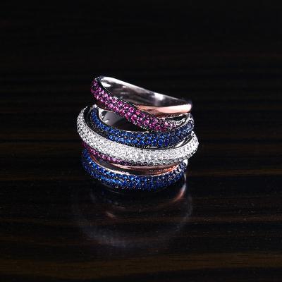 China CLASSIC Multi Color 18K Plated AAA Braided Cubic Zirconia European Hot Sale Wedding Party Earrings Ring Set Gift for sale