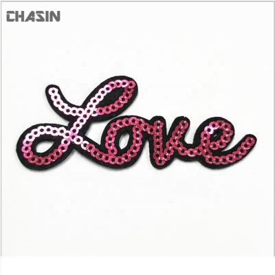 China Wholesale Custom Factory 3D Sequin Embroidery Sparkle Sewing Patch For Clothes Bags Hats for sale