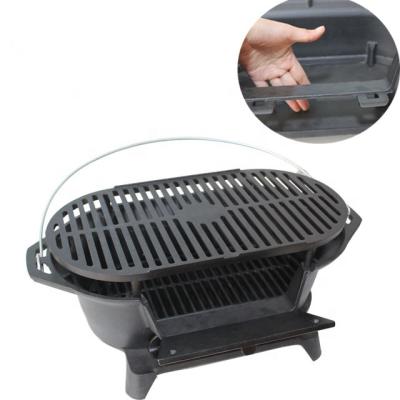 China Easily Assembled Outdoor Kitchen Cast Iron BBQ Grill Oval Charcoal for sale