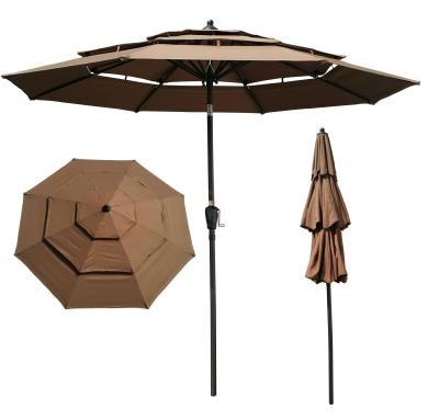 China Contemporary 9 ft. 3-Tiers Outdoor Patio Umbrella with Crank and Tilt and Wind Ducts for Pool for sale