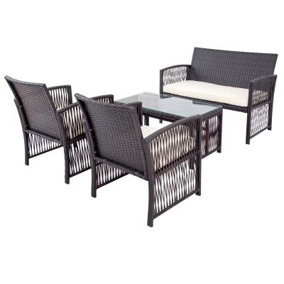 China Modern High Quality 8 Pieces Brown Furniture Outdoor Rattan Chair And Table Patio Set Outdoor Sofa For Poolside for sale