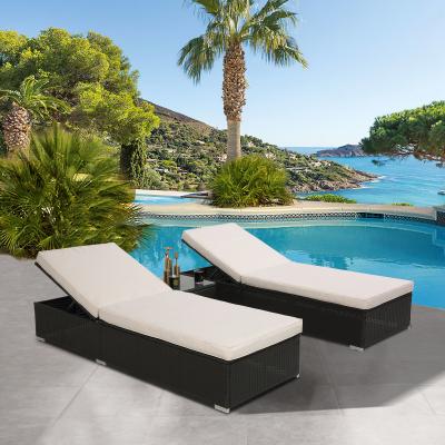 China Modern Outdoor Furniture Folding Bed Patio Rattan Sun Sofa Wicker Chair for sale