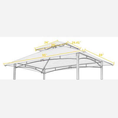 China Straight Bracing Type Hot Sales 8x5Ft Grill Gazebo Replacement Canopy, Beige Double Tiered BBQ Tent Roof Top Hood for sale