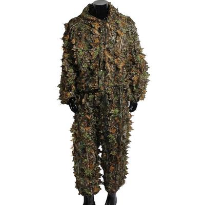 China Hunting Leaf Camouflage Woodland Camouflage Ghillie Suit Set 3D Jungle Forest Hunting for sale