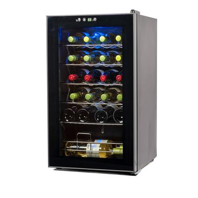 China LED Digital Cooler Touch 24 Bottle Capacity Wine Fridge, Black Cabinet With Gray Door For Families, And Bars for sale