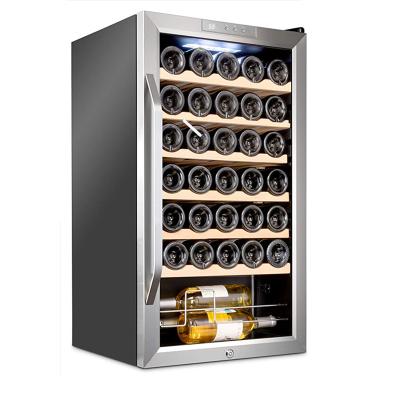 China LED Touch 34 Digital Cooler Bottle Compressor Wine Fridge w/Lock | Large free cellar for red, white for sale