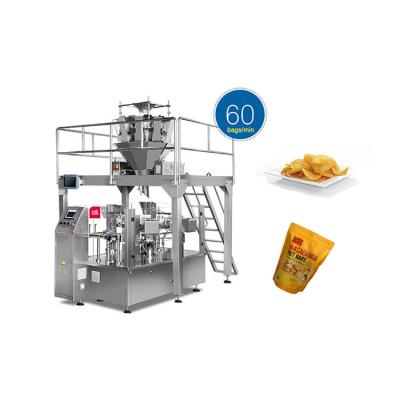 China Easy to operate and multi functional automatic rotary potato chips packing machine R8-200 for premade doypack bag for sale