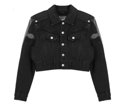 China fashionable coat Jean Jackets For Women 2023 Anti-wrinkle Jean Short Coat Jackets Black crop autumn denim jacket for sale