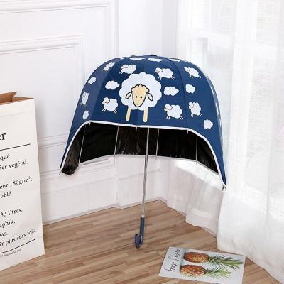 China Chinese Wholesale Colorful Cute Printing Helmet Shape Black Gel Rain Child Umbrella Cute Sun Umbrella for sale