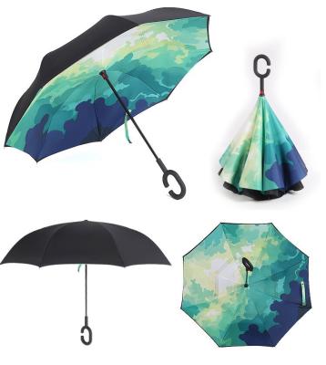 China All In 1 Double Layer Umbrella Low Price Inverted Inverted Model Car Umbrella Reversible For Travel for sale