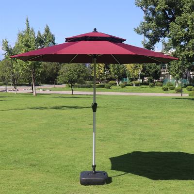 China Traditional High Quality Double Layer Patio Umbrella Aluminum Outdoor Parasol With Crank Beach Umbrella Polyester for sale