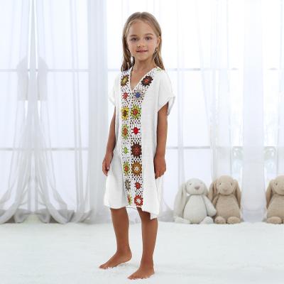 China Breathable Interesting Little Girls Swimsuit Swimwear Beach Cover Up Kids Summer Tops Kids Beach Cover Up Dress Clothes Kids Crochet Floral Dress for sale