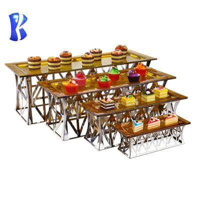 China Desgin OKEY Modern Buffet Utensils Supplier Selling Modern Buffet Display Stand Food Snack Rack Display Rack Serving Catering for sale