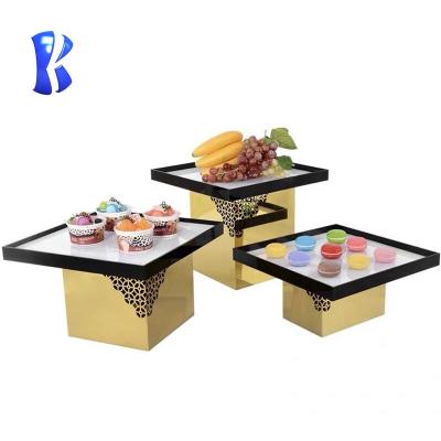 China Desgin OKEY Modern Supply Stainless Steel Dessert Cupcake Display Rack Buffet Elevations For Arabic Restaurant Buffet Equipment for sale