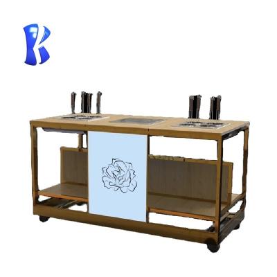 China Modern Desgin OKEY Hotel Buffet Equipment Folding Mobile Cooking And Noodle Station For Catering for sale