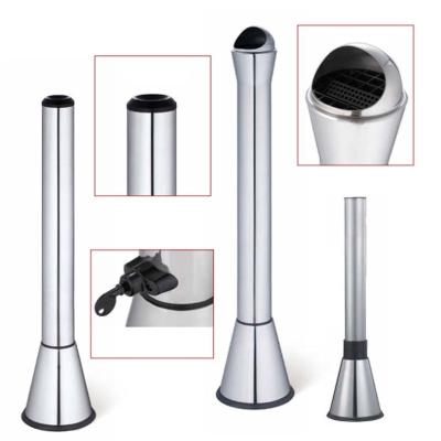 China Modern Design Stainless Steel Ashtray Post Stand White Sustainable Ashtray Trash Can for sale